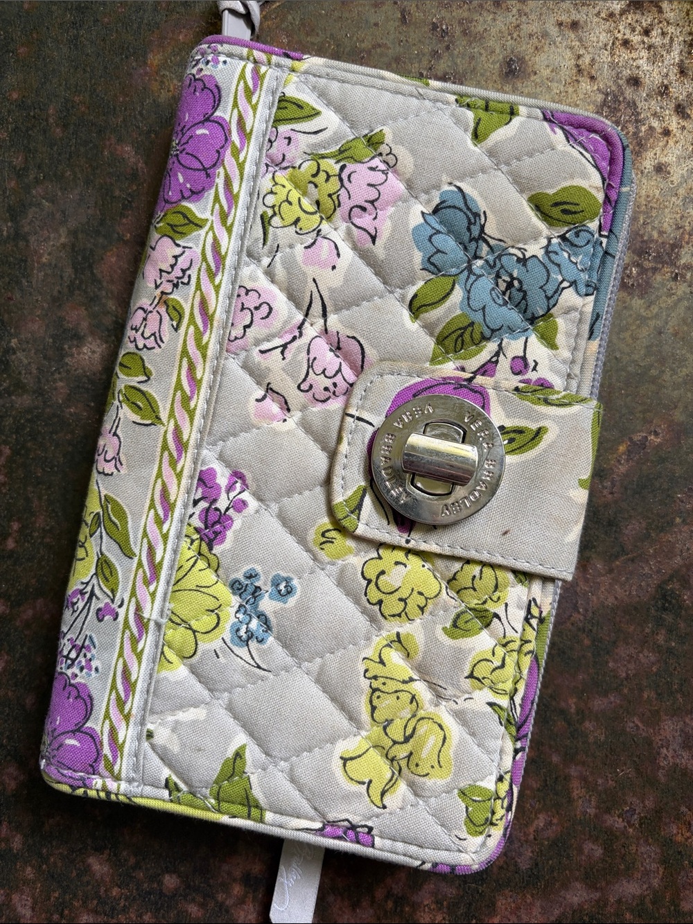 Vera Bradley “Watercolor” (Retired ‘12)  Quilted Floral Turnlock Wallet/Clutch